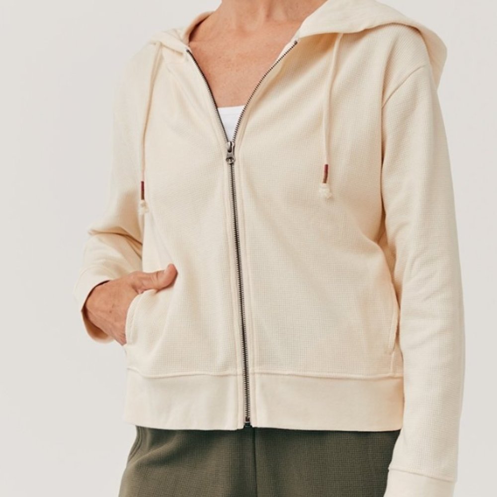 Pact Buttercream Waffle Hoodie Metal Zipper Organic L